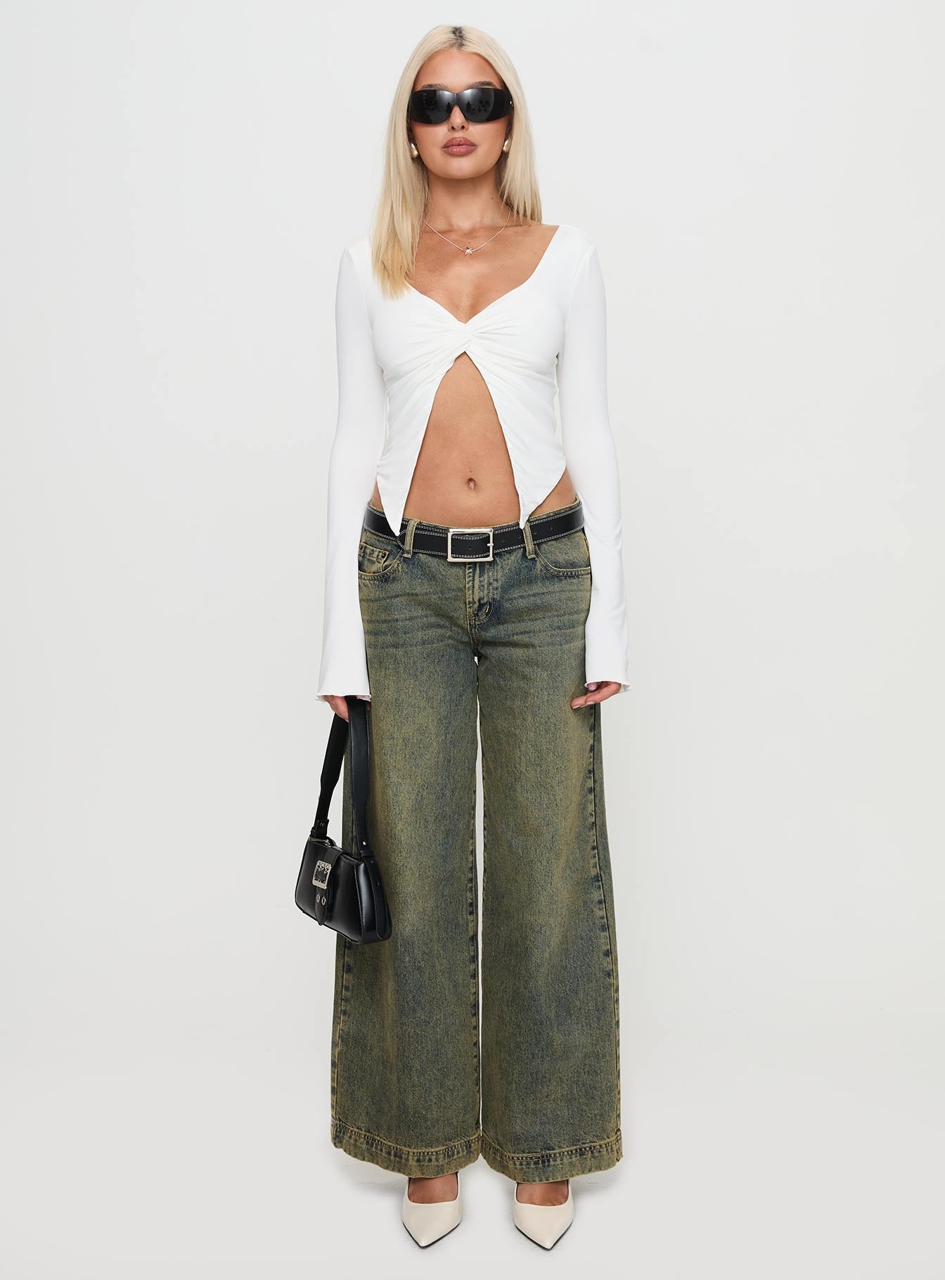 Holli Long Sleeve Twist Top White、mySite、solidvoid