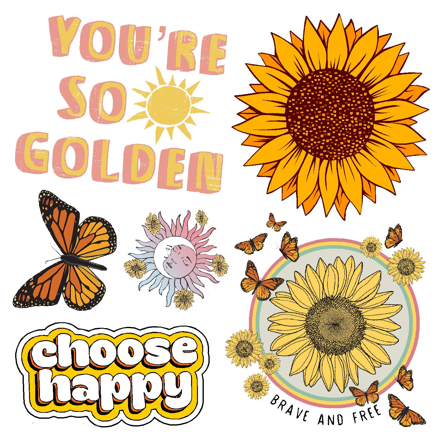  Choose Happy Vinyl Sticker Decal Set、mySite、ghnorth