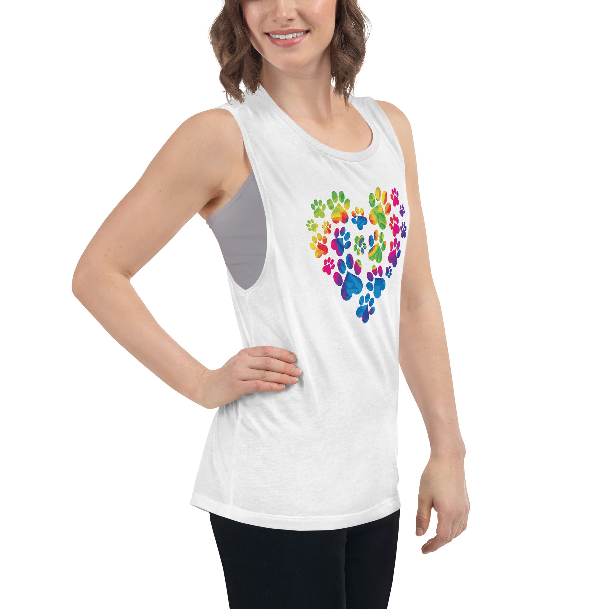 Anniversary Paw Print Love Ladies’ Athletic Tank、mySite、camillekostekn