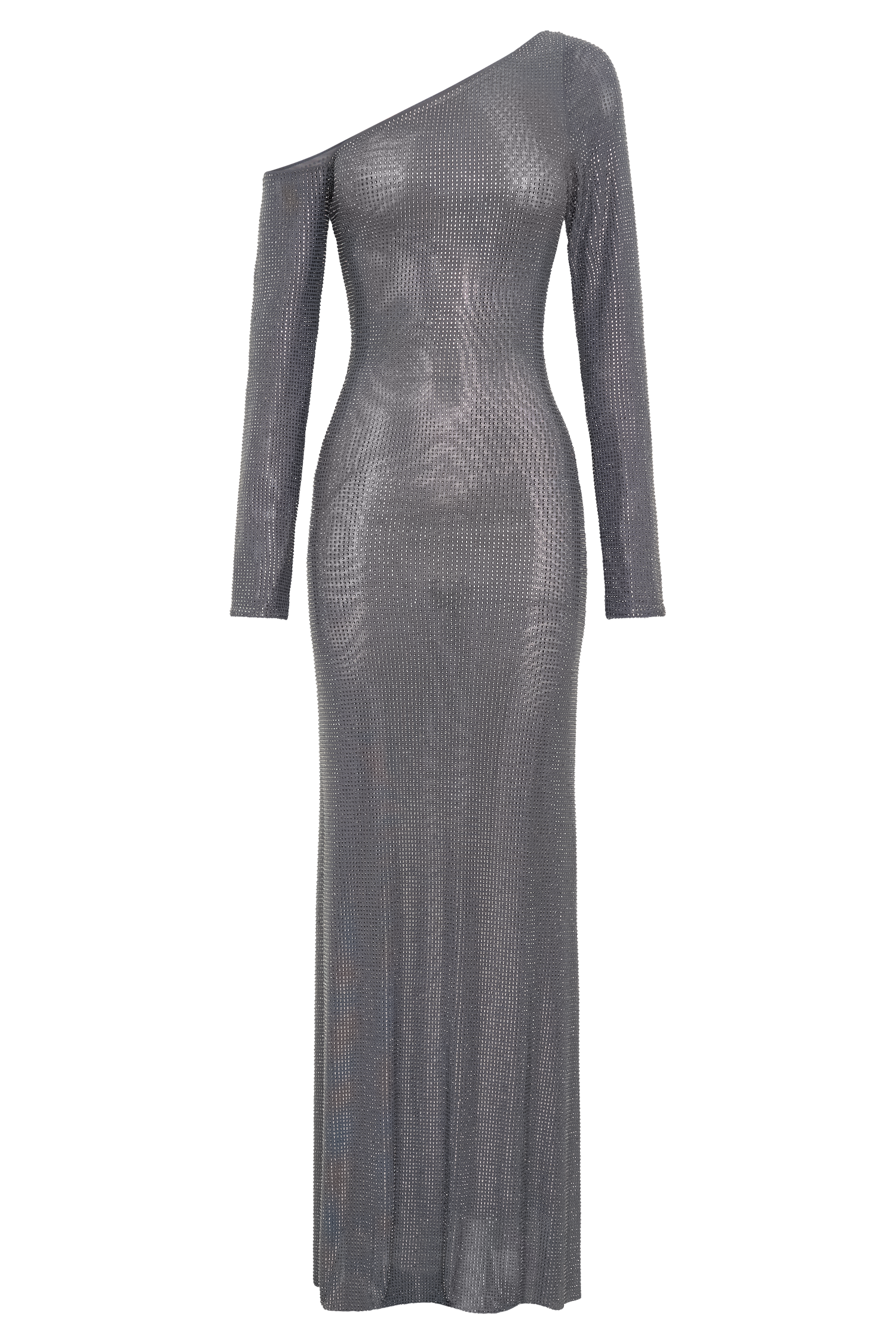 Marcia Diamante Long Sleeve Maxi Dress - Gunmetal、mySite、solidvoid