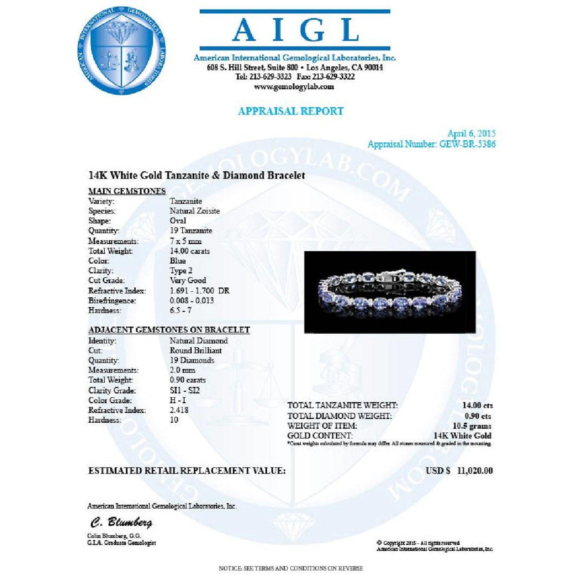 Tanzanite and Diamond Bracelets in 14K White or Yellow Gold, Stunning!、mySite、g9winljtr