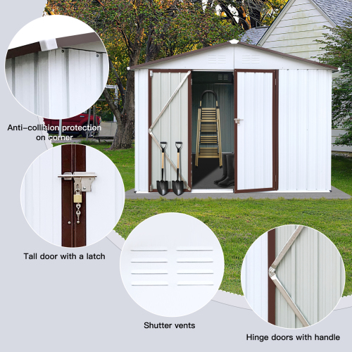 Metal garden sheds 8ftx10ft outdoor storage sheds Dark-grey、、eastwooduniform