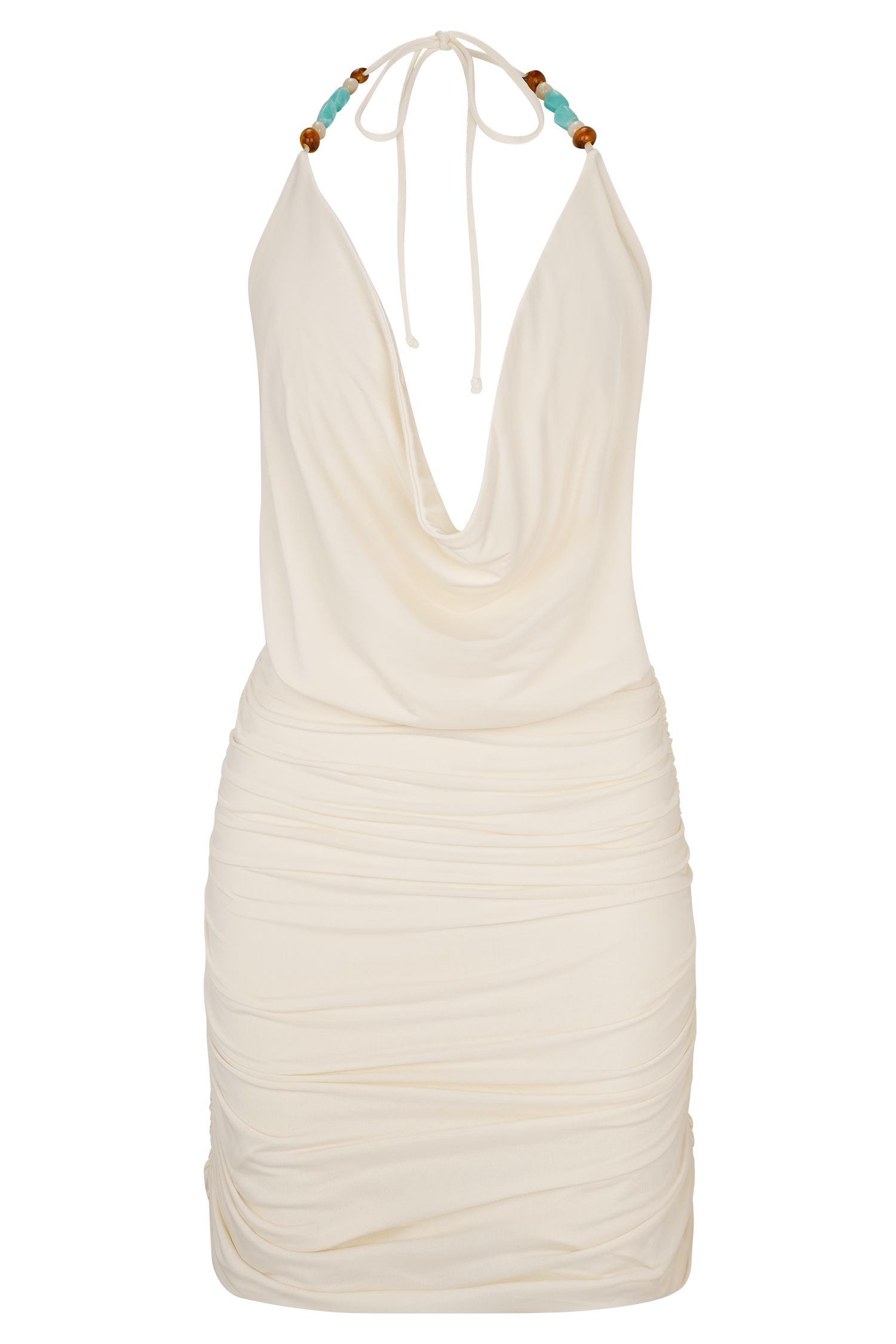 Astraeus Beaded Cowl Mini Dress - Ivory、mySite、solidvoid