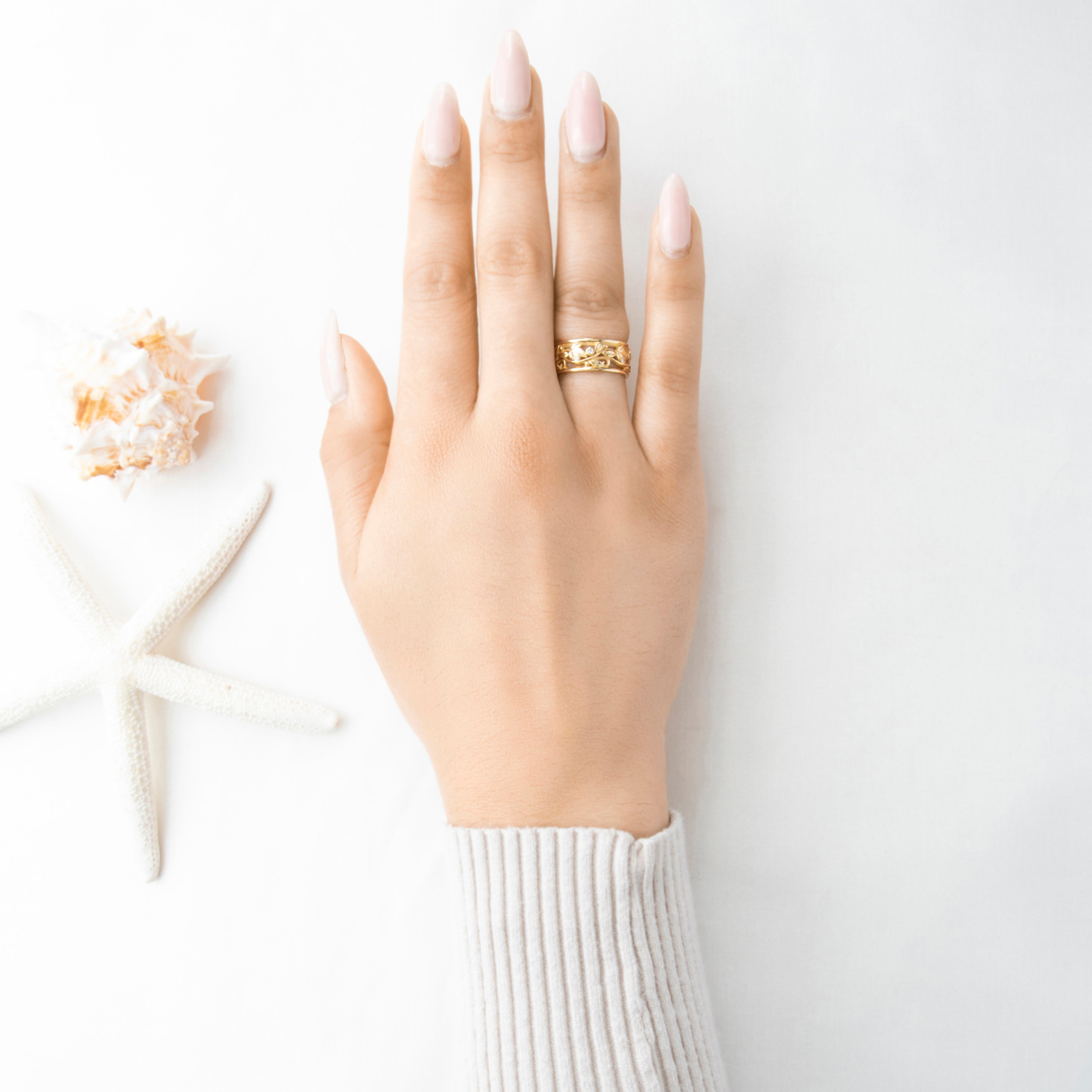 Vintage 14k Yellow Gold Diamond Openwork Vines Band Ring 7.75、mySite、hinf8tx79