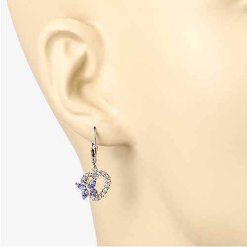Butterfly and Heart Earrings Genuine Gemstones 925 Sterling Silver、mySite、g9winljtr