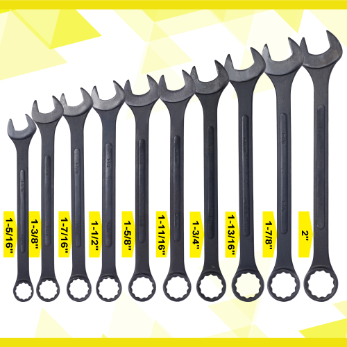 Jumbo Combination Wrench Set extra large, Metric, 11-piece, 34 to 50mm,Black Oxide, with Pouch、、eastwooduniform