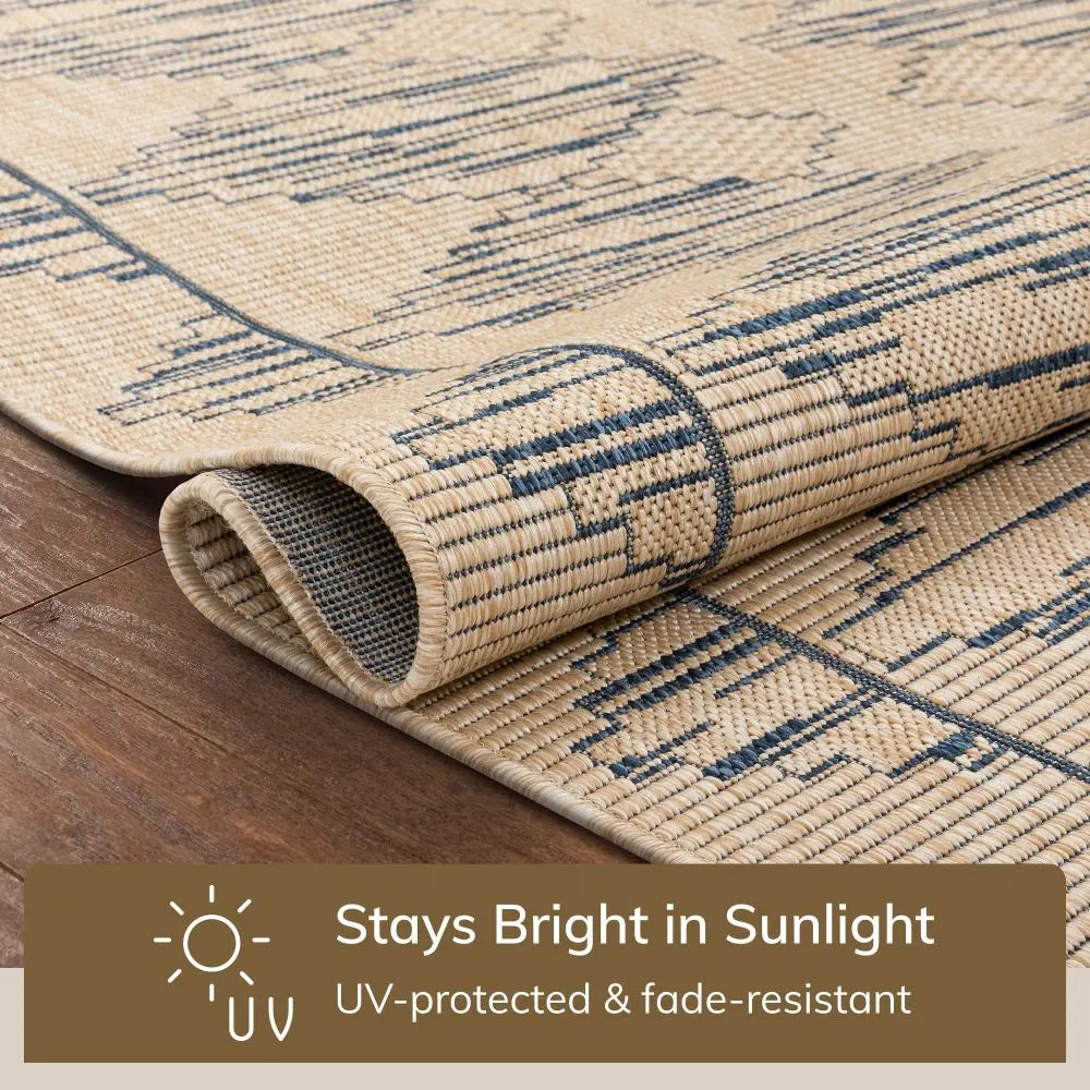 Vidar Trellis Diamond Pattern Indoor Outdoor Blue Beige Flatweave Rug、mySite、gigharbornorthrealestate