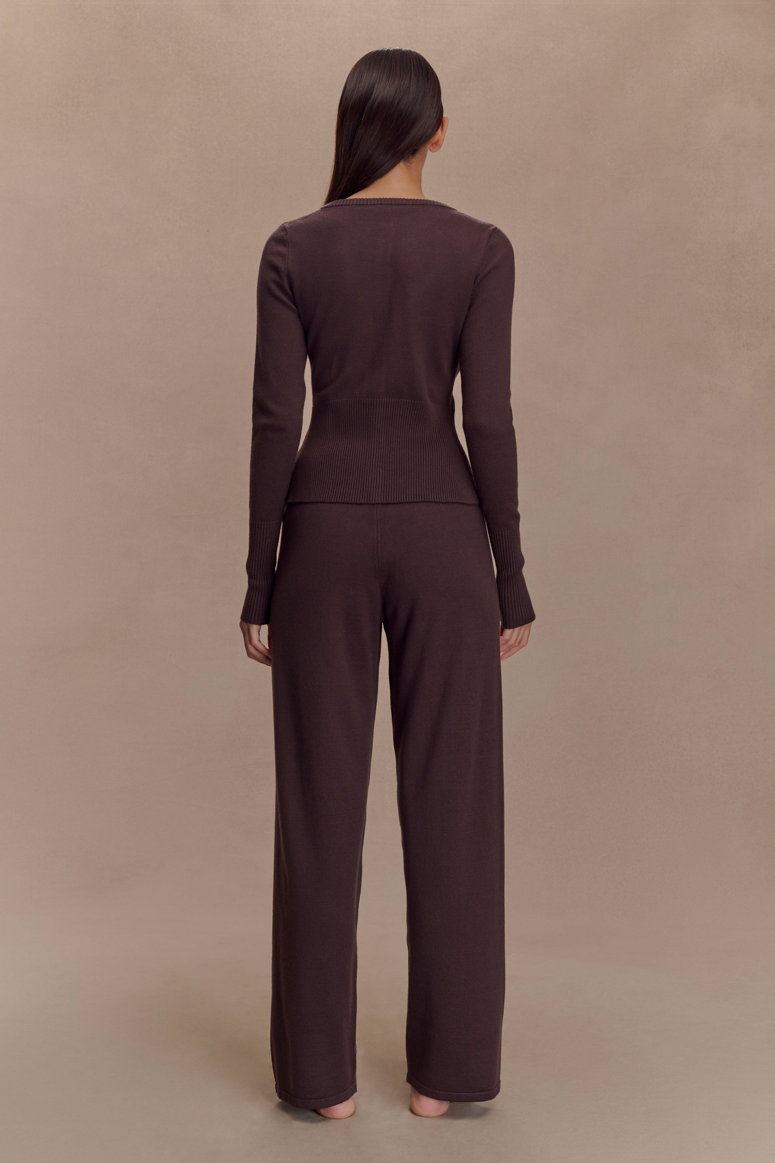 Natalya Knit Wide Leg Pants - Dark Chocolate、mySite、solidvoid