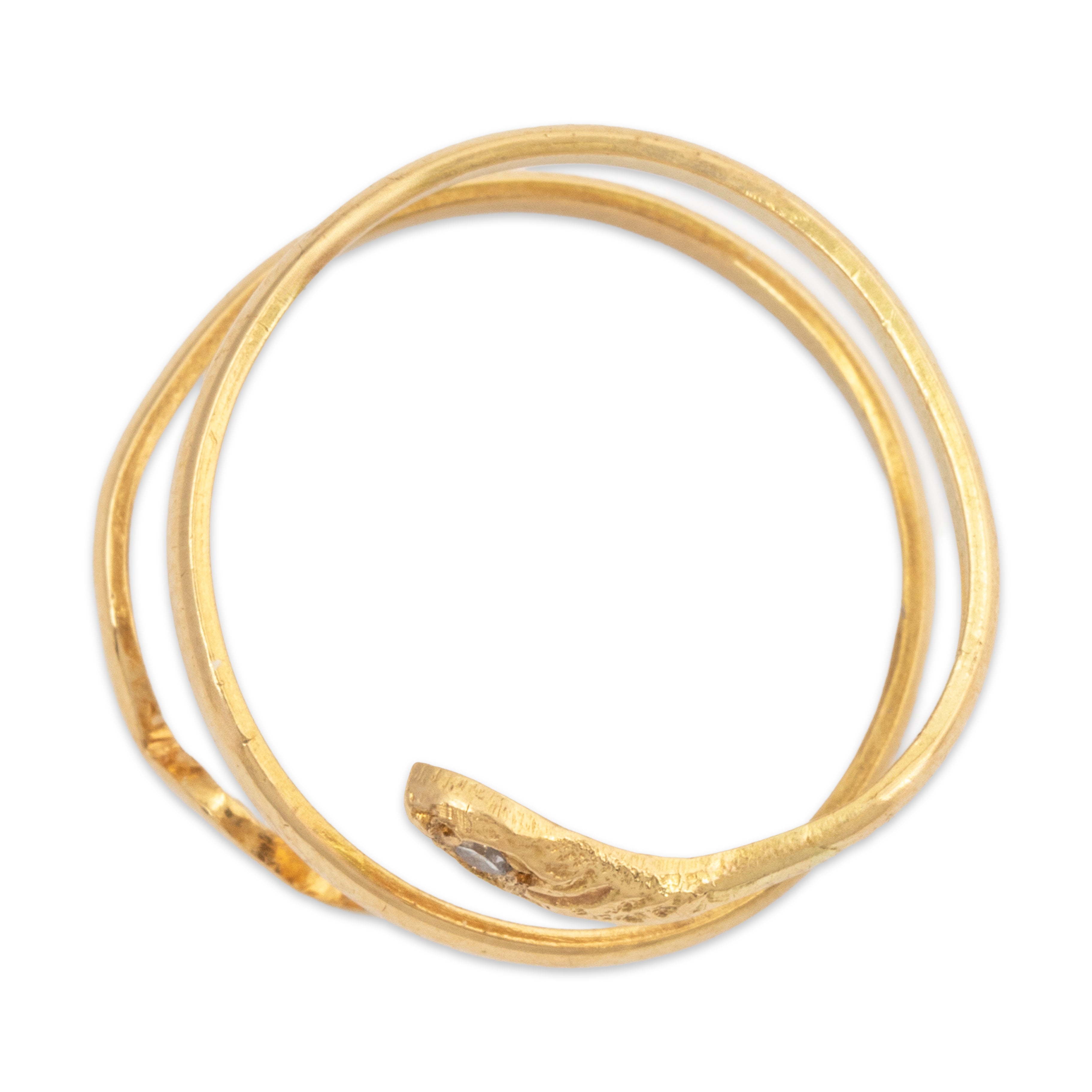 Vintage 18k Yellow Gold Diamond Snake Wrap Ring 6.5、mySite、hinf8tx79