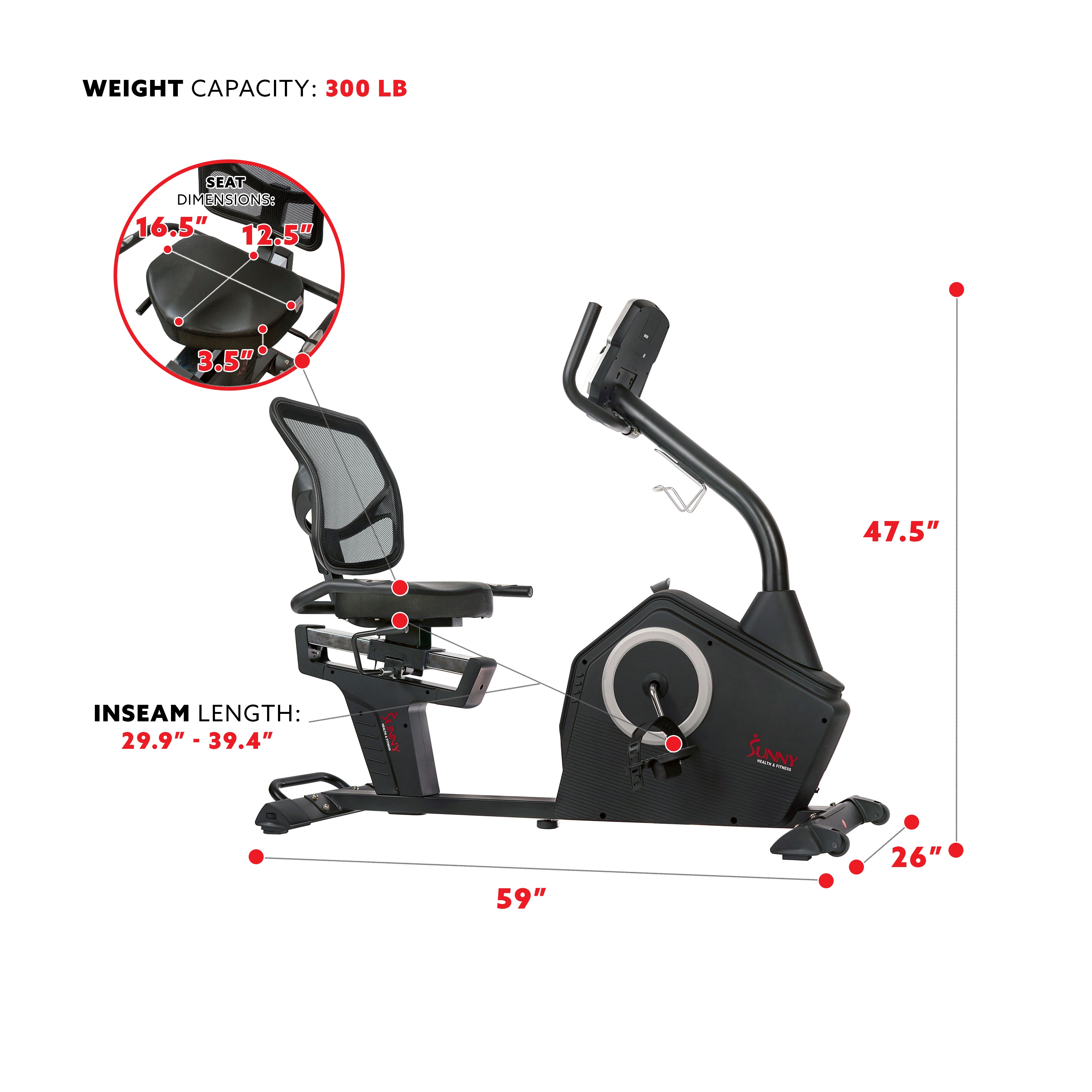  Stationary Recumbent Bike w/ Programmable Display, 16 Level Magnetic Resistance & Device Holder、mySite、ghnorth