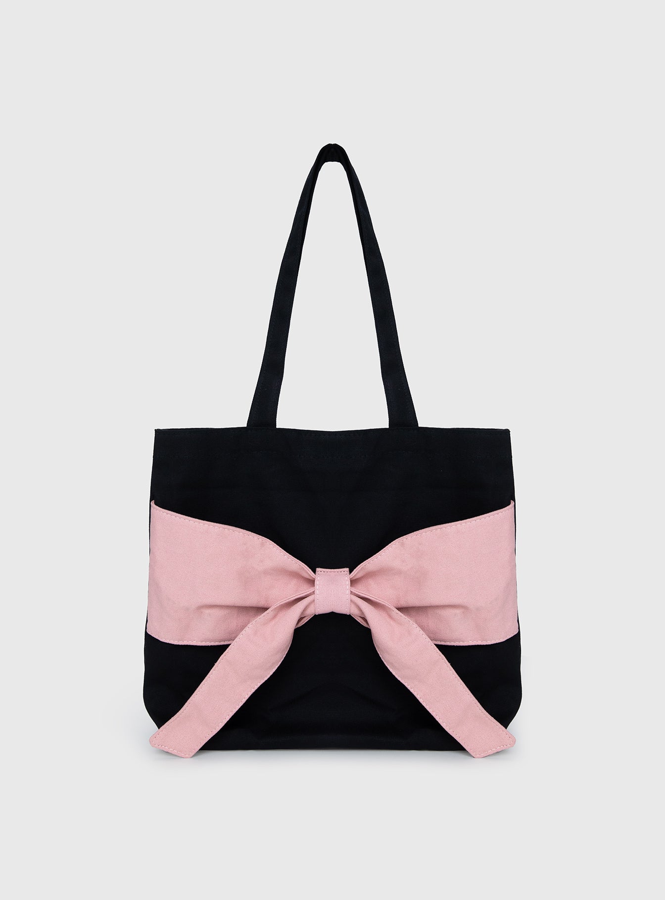 Faustine Bow Tote Bag Black / Pink、mySite、solidvoid