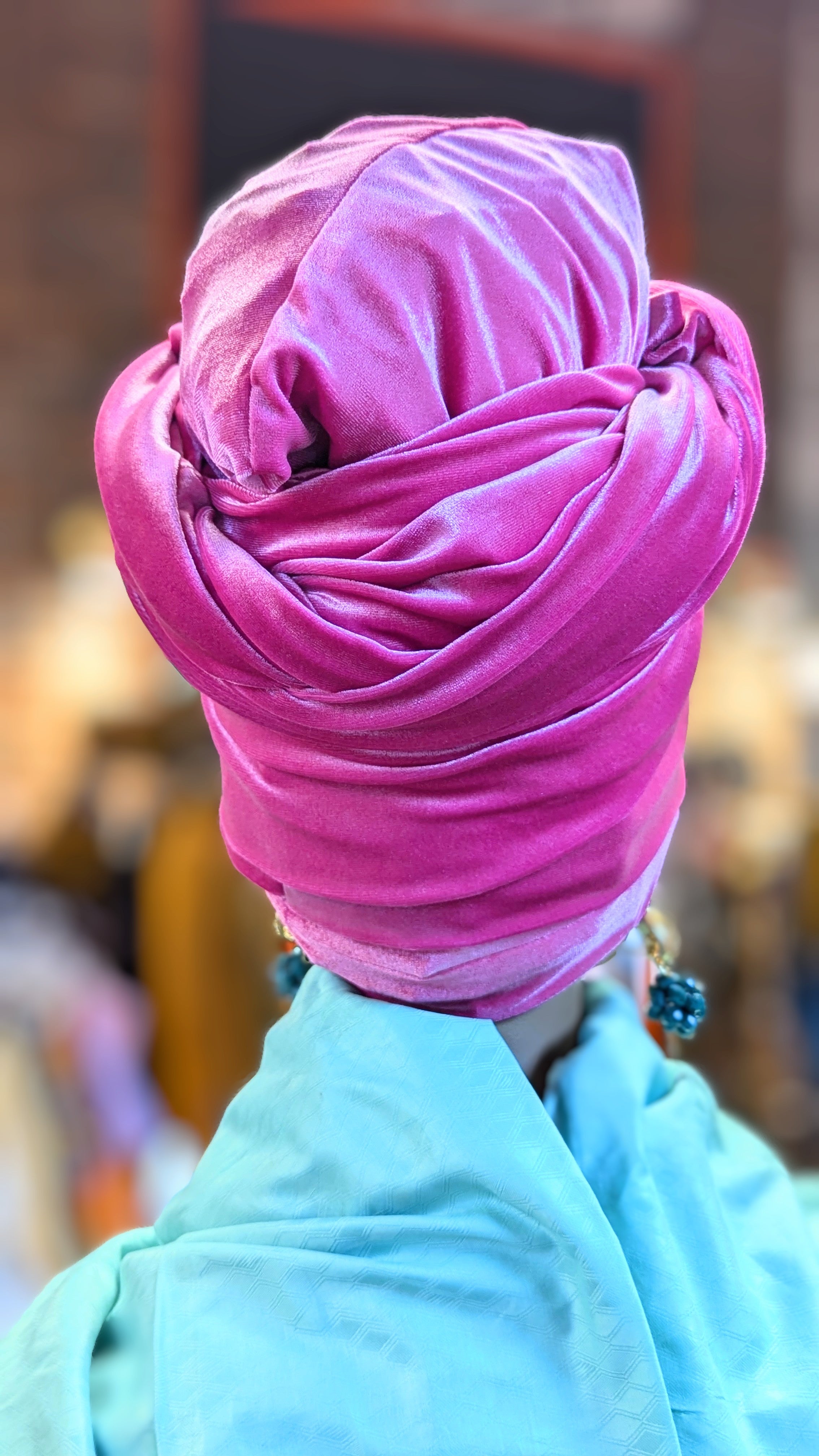 Kaliyah Fuchsia Pink Velour African Hat Head Wrap DPVHHWP3、mySite、solidvoid