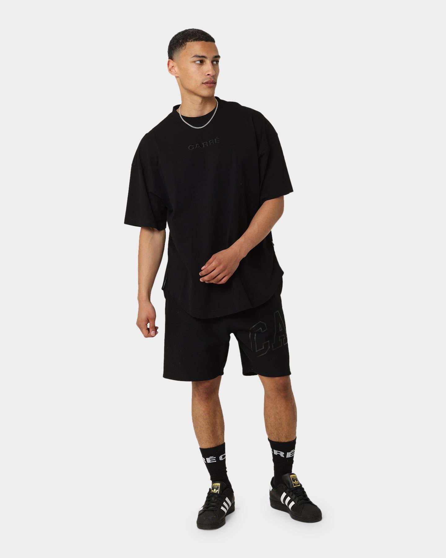 Carré Grid Iron Oversized T-Shirt Black、mySite、zt4zffjzw