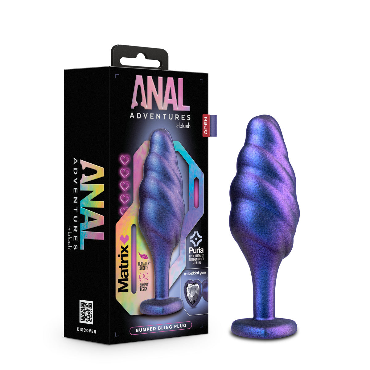 Anal Adventures Matrix By Blush® | Bumped Bling Sapphire 4.5-Inch Anal Plug、mySite、bottomscart