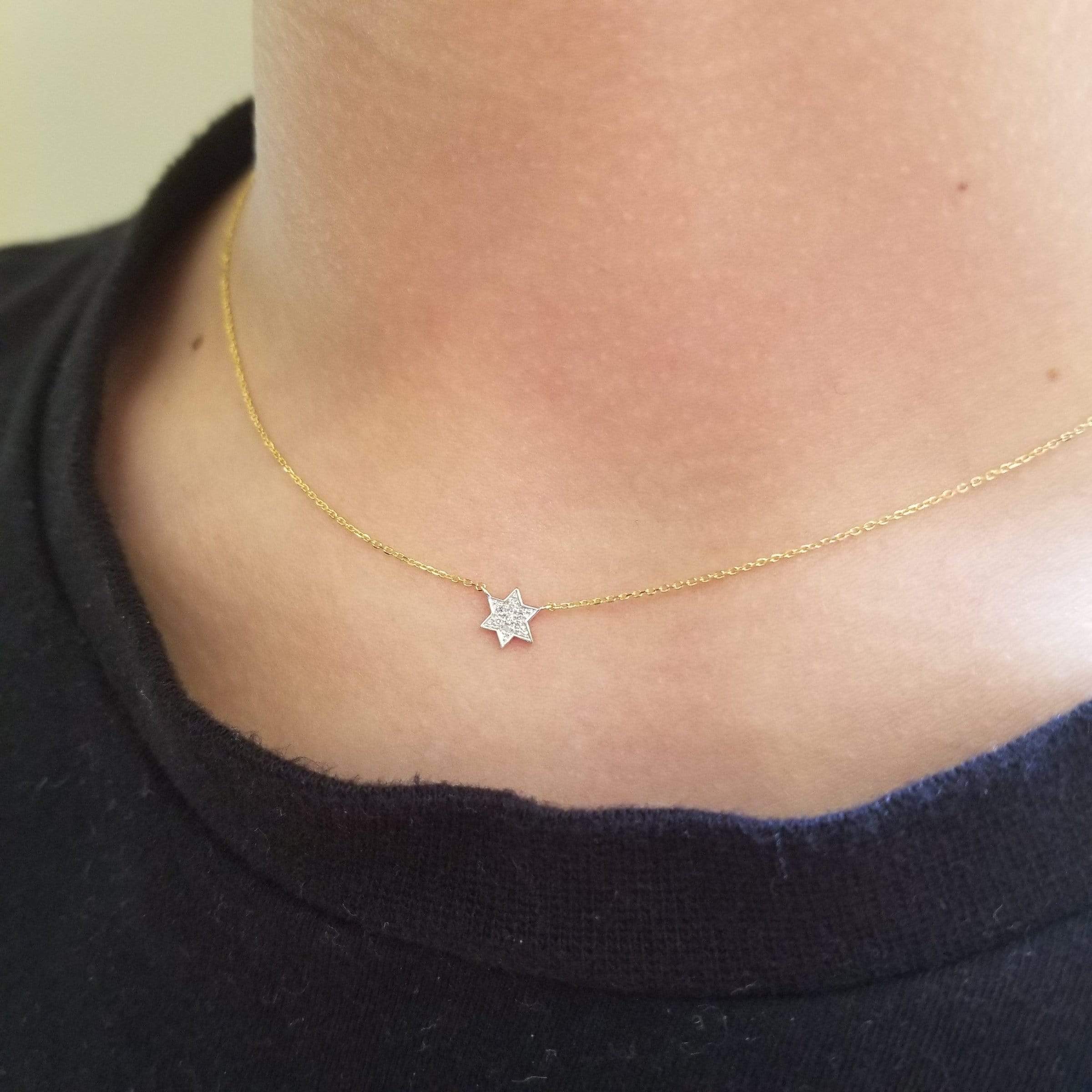 Petite Diamond Jewish Star Necklace in 14k Yellow Gold、mySite、topwebapps