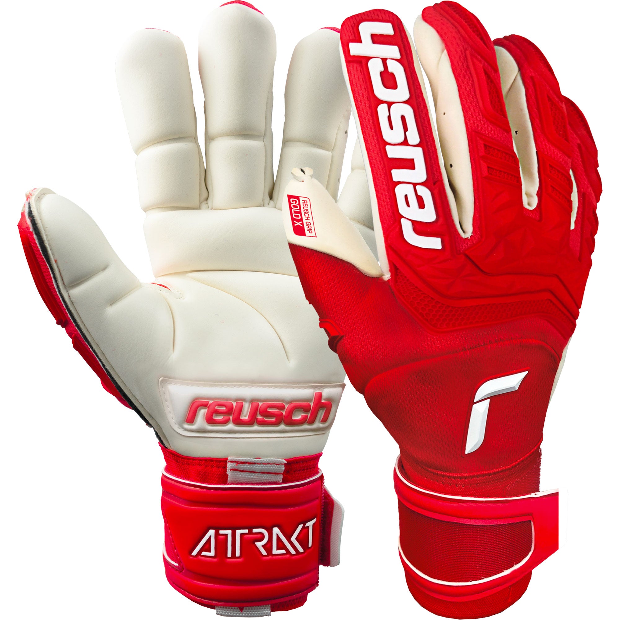 Reusch Men's Goalkeeper Attrakt Freegel Gold X Finger Support Gloves Red/White、mySite、noshort