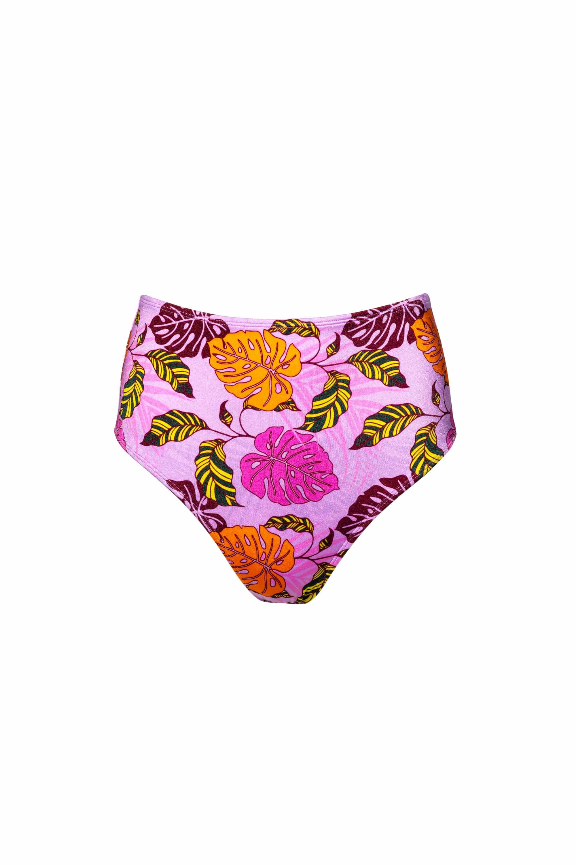Riley Mix & Match Pink Palm Print High Waisted Bikini Bottom、mySite、bengalsvssteelers