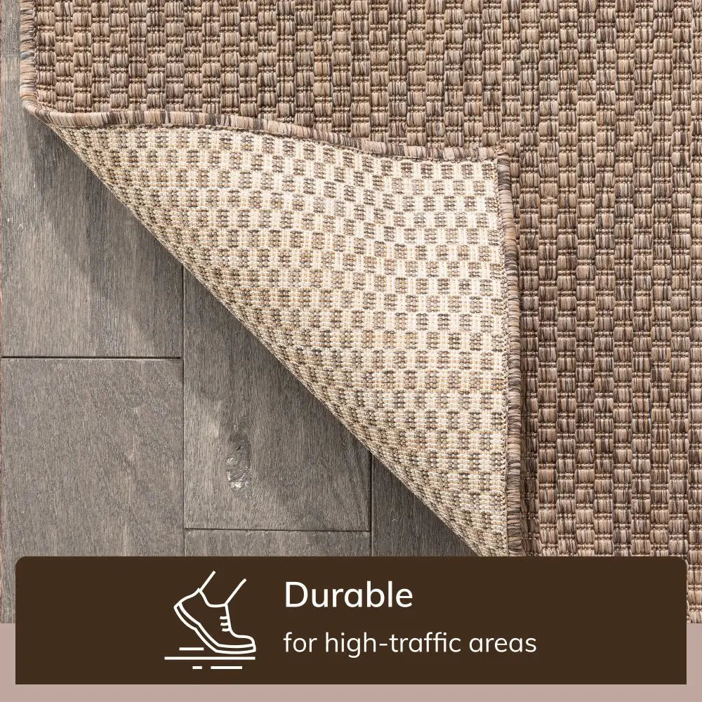 Leif Nordic Geometric Indoor Outdoor Taupe Flatweave 5'3 x 7'3 Rug、mySite、gigharbornorthrealestate