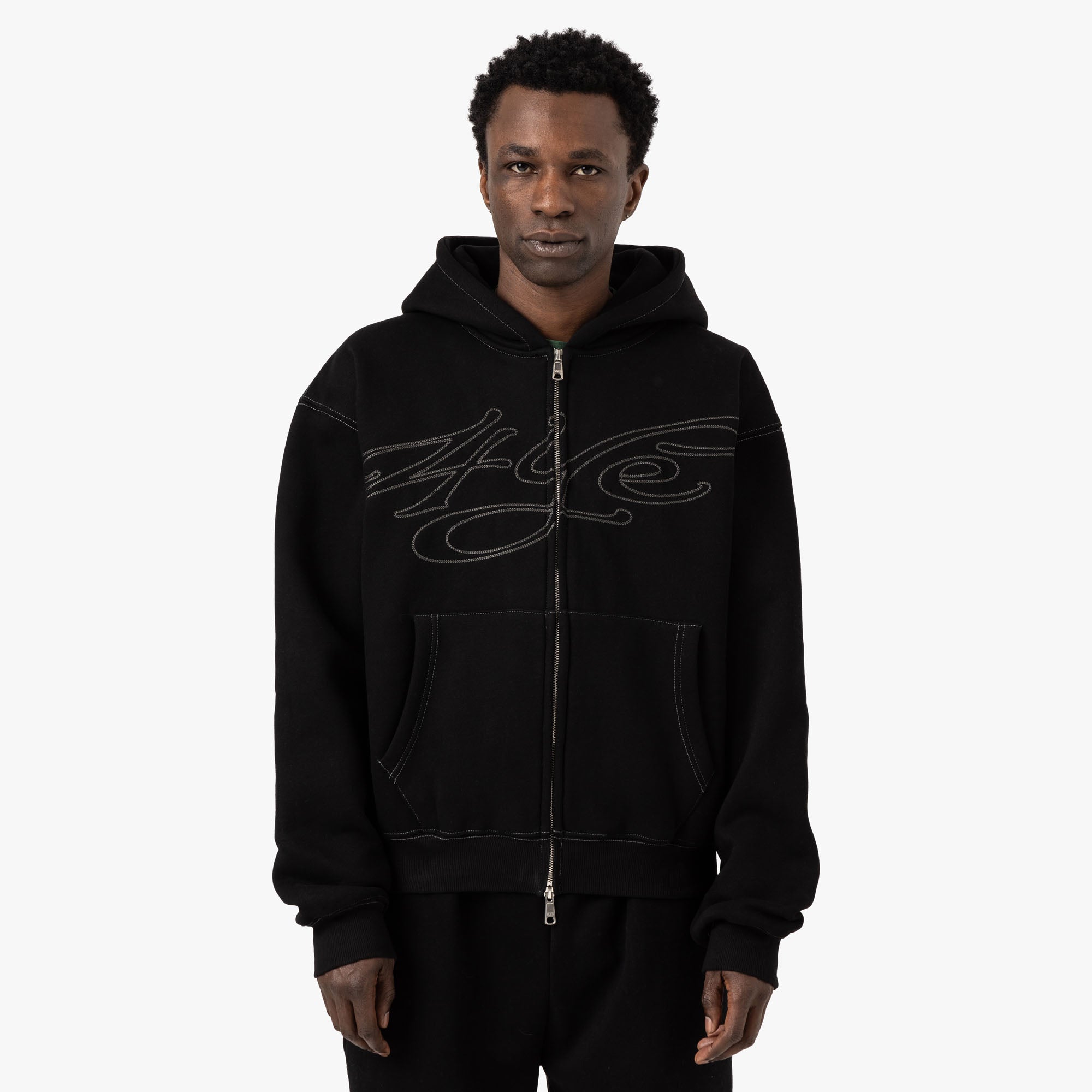  4YE Signature Zip Hoodie / Black / Grey、mySite、merchandisen