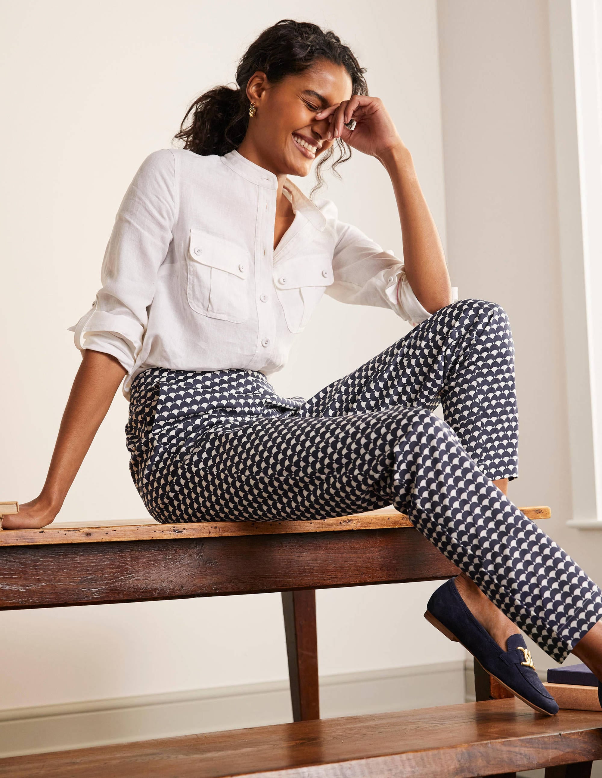  Pull On Trousers-Navy, Scallop Row、mySite、ashleygrahame