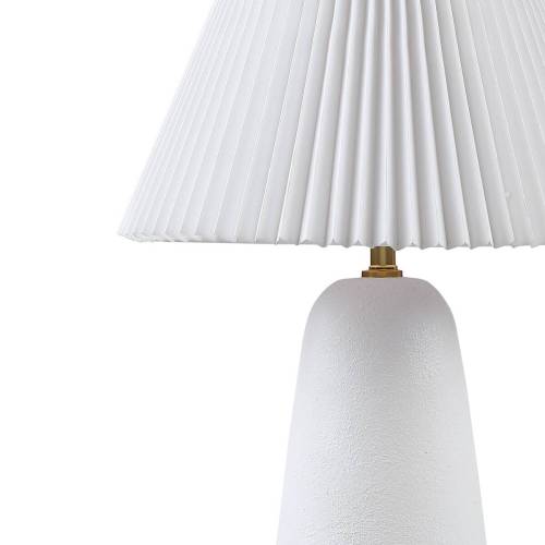 Textured Ceramic Table Lamp with Fluted Fabric Shade White See below、、eastwooduniform