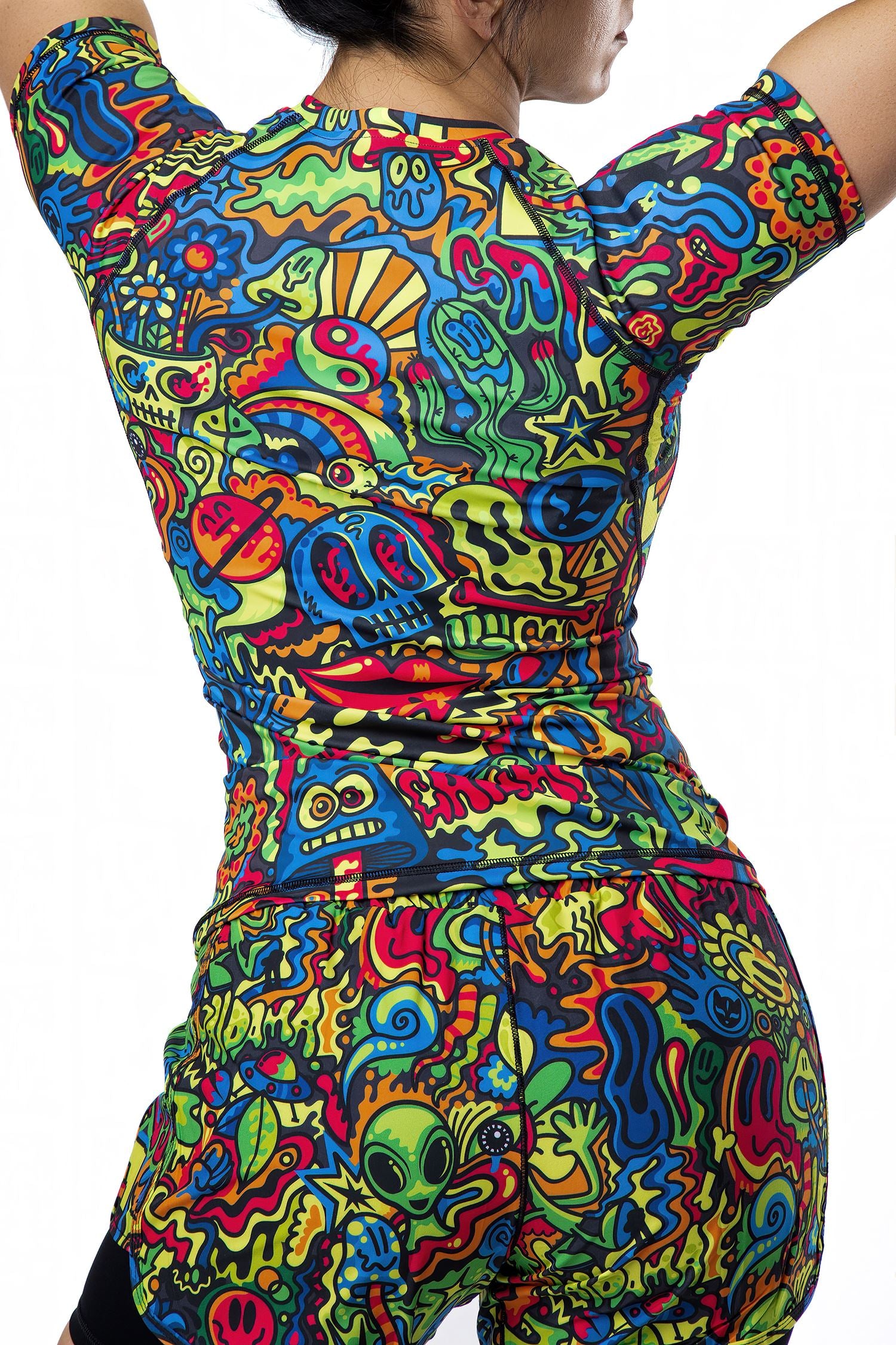 Women's Psychedelic Wotto Doodle Jiu Jitsu Rashguard - Short Sleeve、mySite、gigharbornorthrealestate