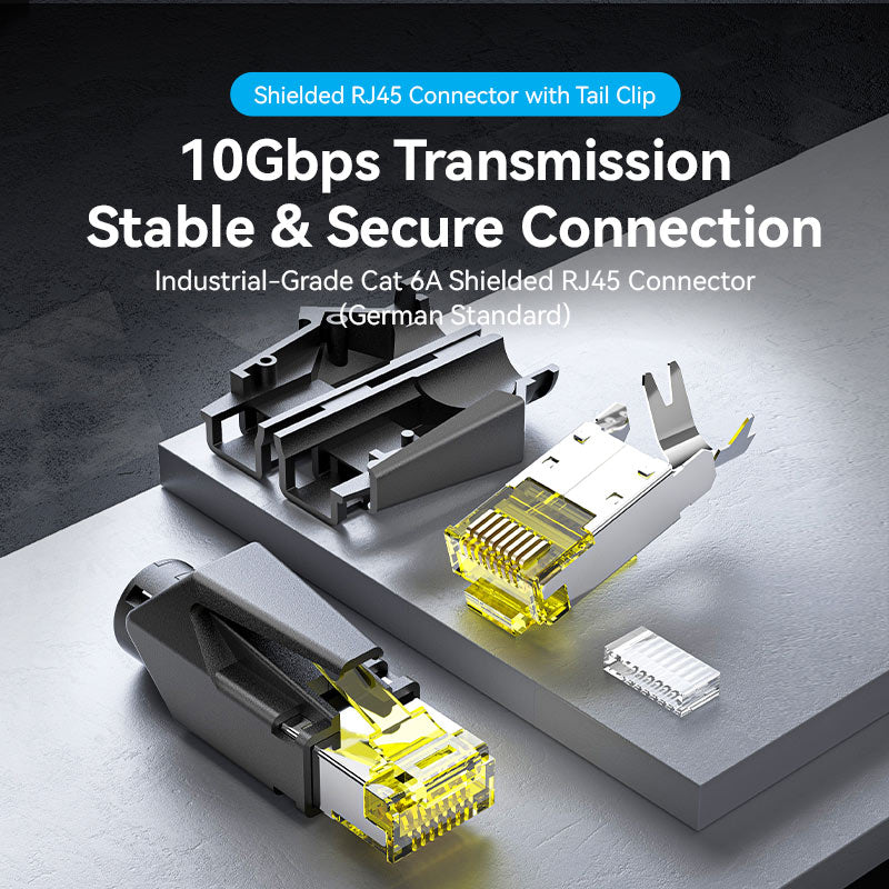 Vention Cat6A FTP 8P8C RJ45 Modular Plug DE Standard Black、mySite、fannypackpong