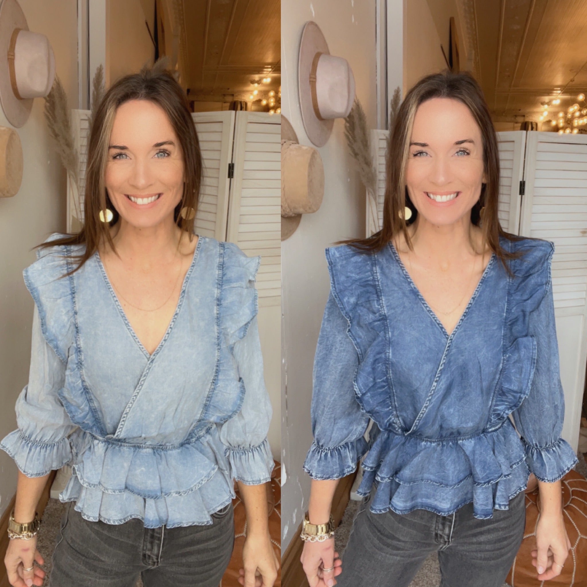 Riley's Ruffle Denim Top、mySite、garagedoors4me