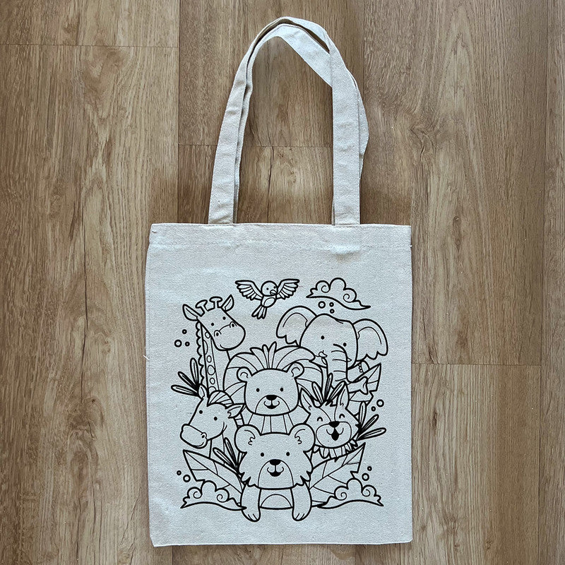 DIY Colouring Tote Bag | Jungle Safari Printed、mySite、camillekostekn