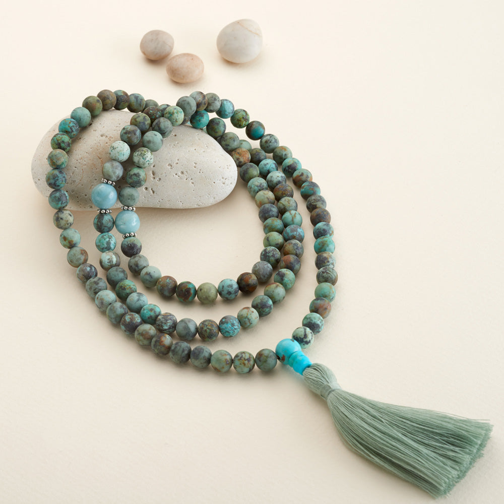 Matte African Turquoise & Amazonite Mala, 108 beads、mySite、topwebapps