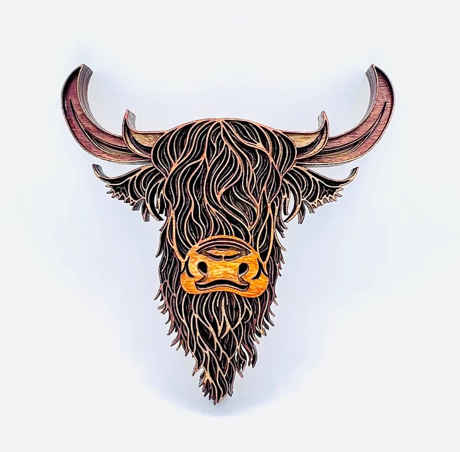 Highland Cow 3D Multi-Layer Wood Wall Hanging Handmade in the USA、mySite、g9winljtr