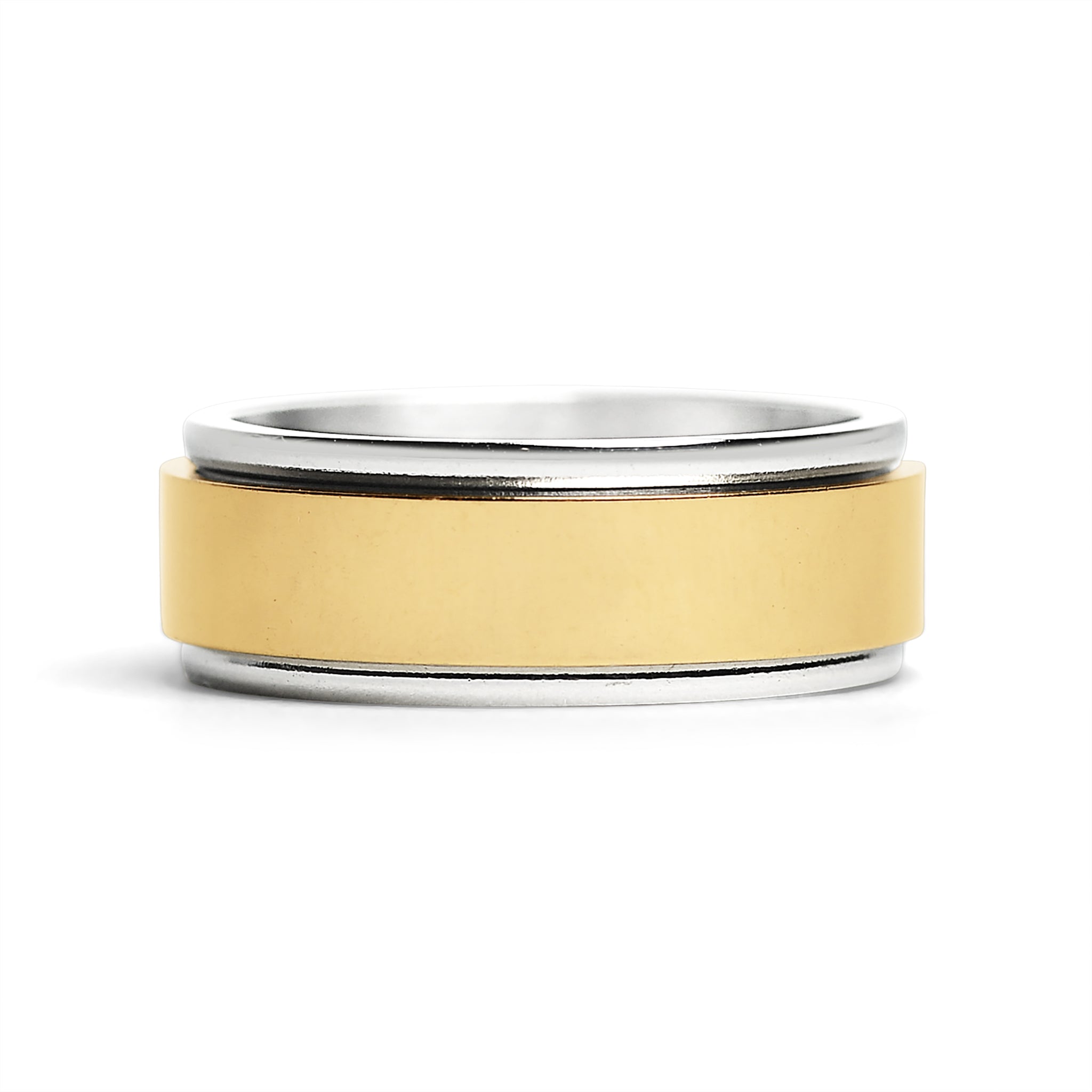 18K Gold PVD Center Stainless Steel Spinner Polished Ring / SRJ2451、mySite、dreamappss