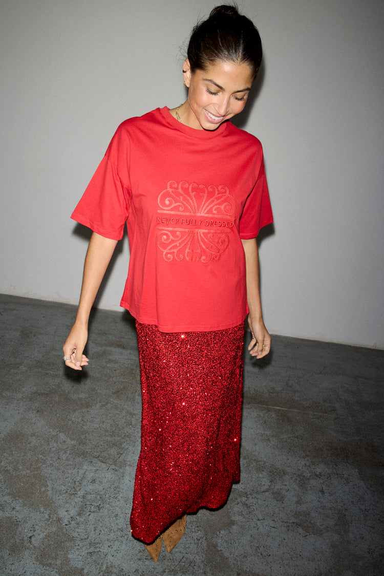 Red Sequin Dorris Skirt、mySite、solidvoid