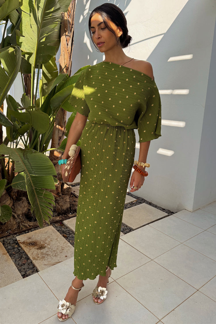 Khaki Plisse Tilly Dress Petite、mySite、solidvoid