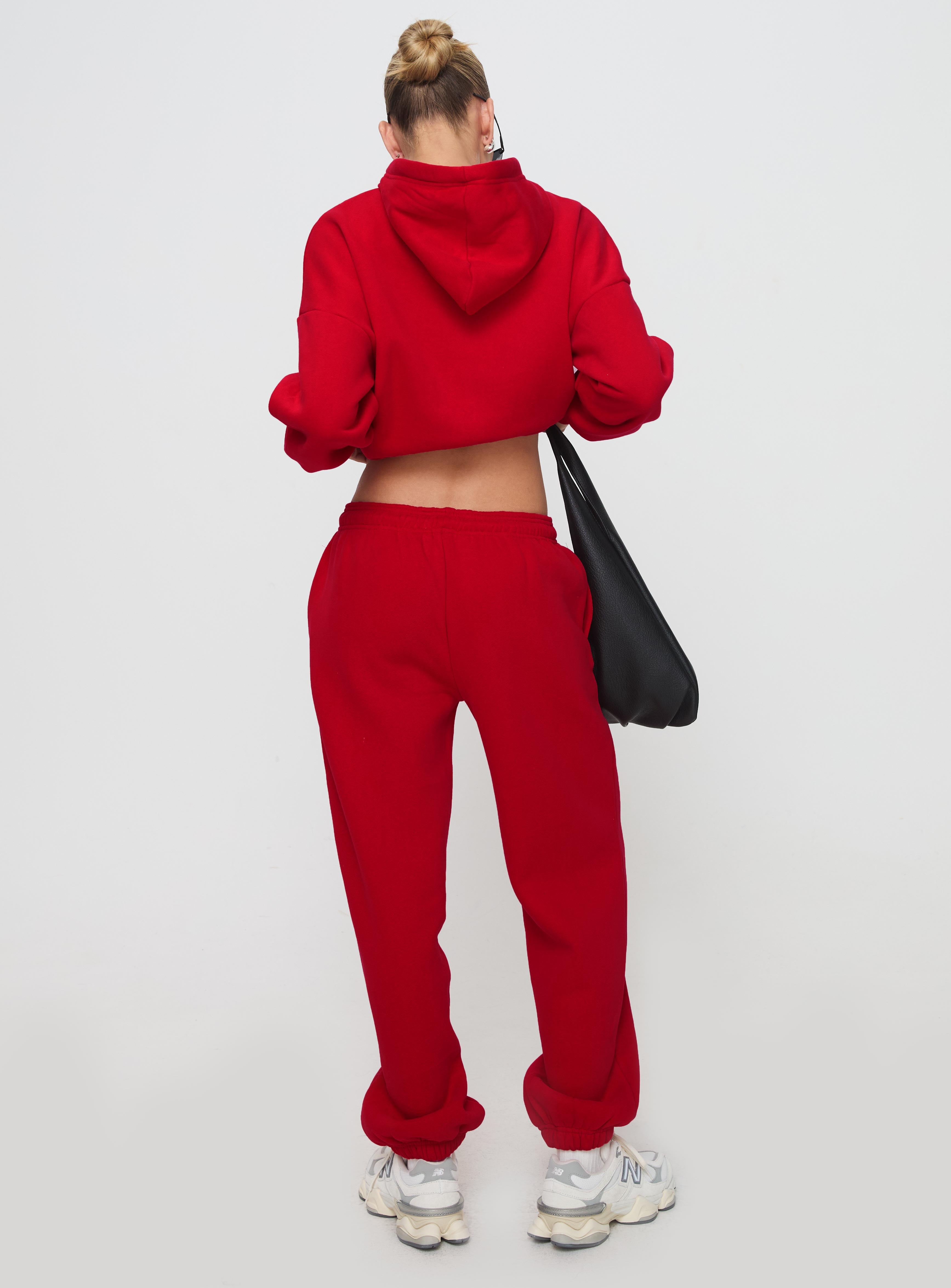 Dream Fleece Ankle Cuff Sweatpants Red、mySite、solidvoid