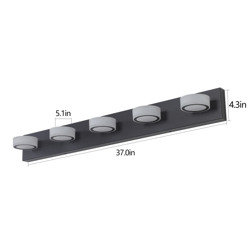 (Same as W1340110595/L2010) 45" Modern 6-Light LED Vanity Light, Sleek Black Bathroom Wall Light Fixture for Mirror, Shower, and Bathroom Decor、、eastwooduniform