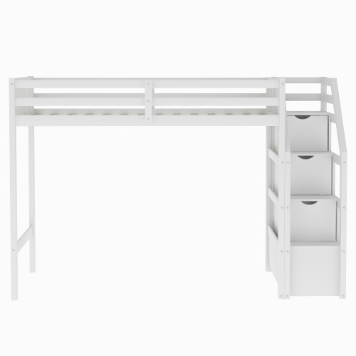 Twin over Full Loft Bed with Staircase,Gray(OLD SKU:SM000107AAE)、、casual
