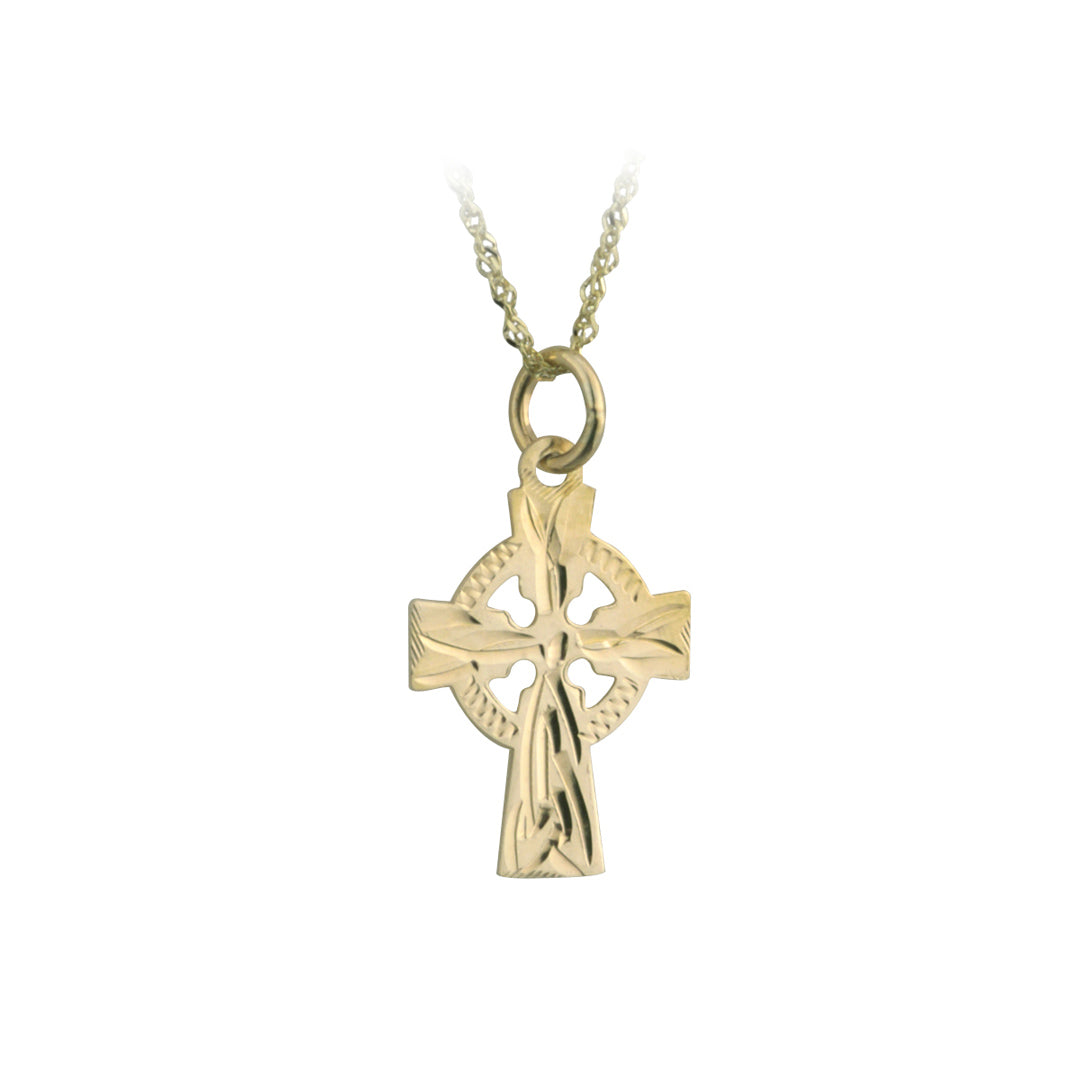 Gold Hand Engraved Small Celtic Cross、mySite、botmansion