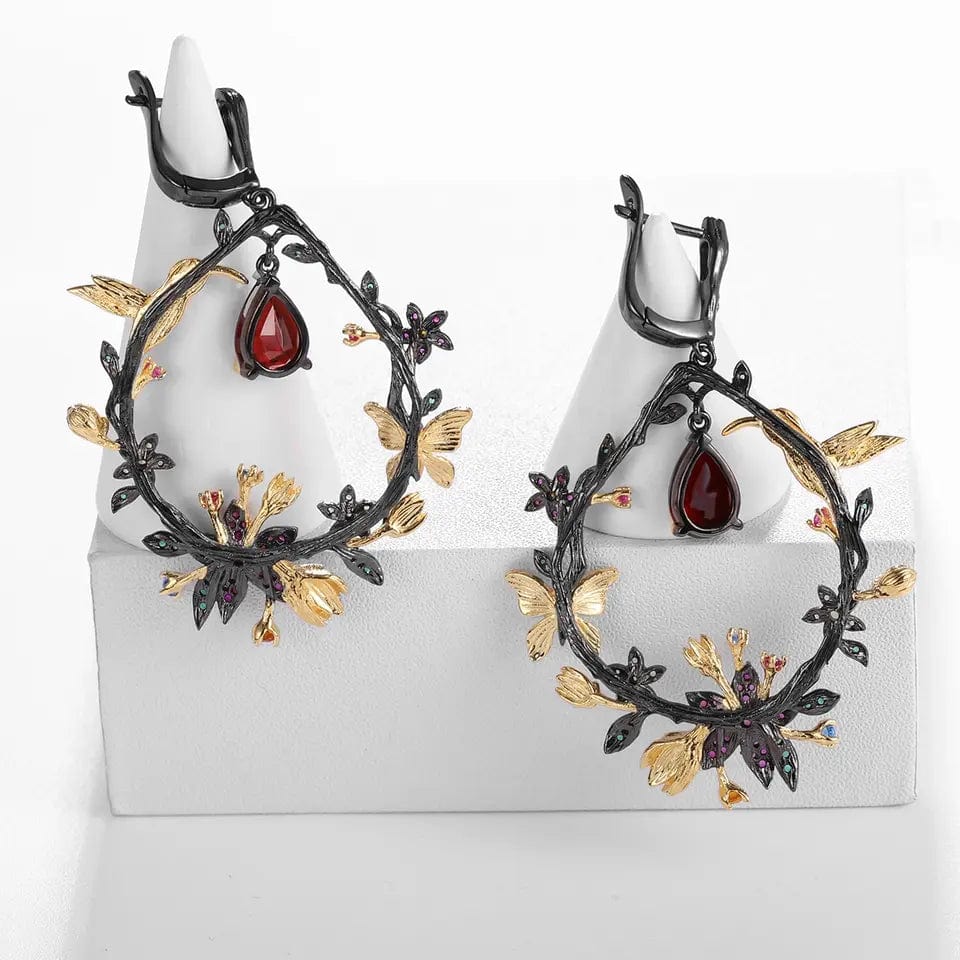 Hummingbird Floral Statement Necklace 925 Sterling Silver Waterproof Vintage Topaz, Amethyst or Citrine、mySite、g9winljtr