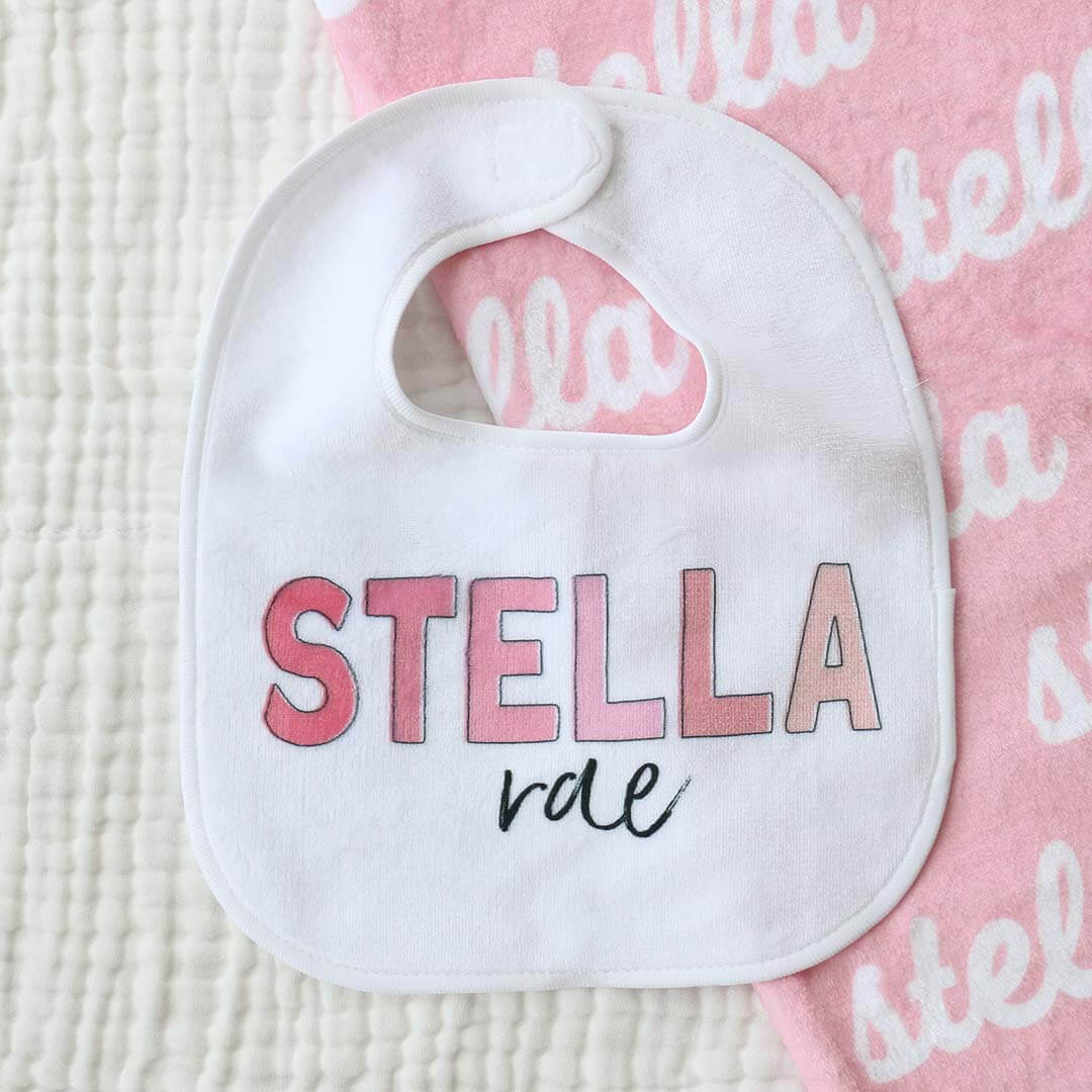  Personalized Color Block Baby Name Bib | Pretty In Pink、mySite、layawaytickets