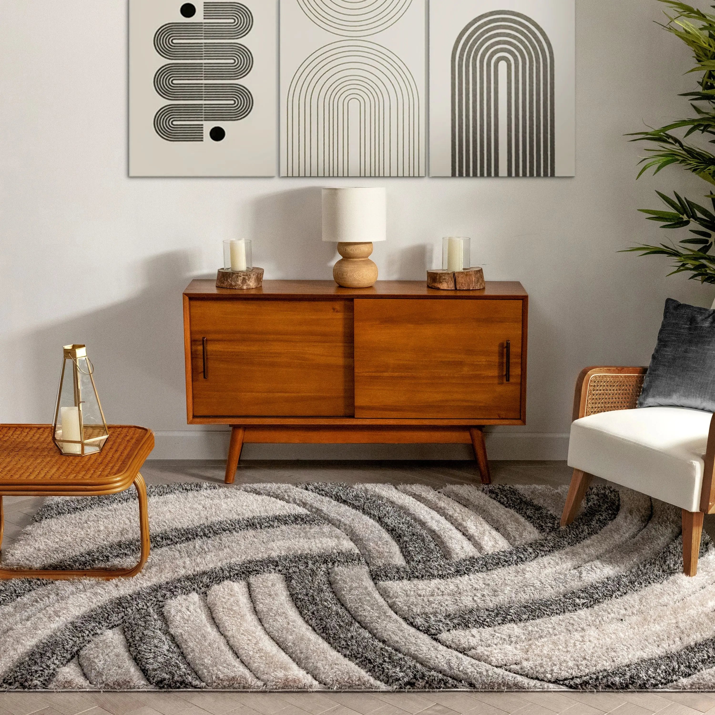 Ucci Grey Modern 3D Textured Shag Rug、mySite、gigharbornorthrealestate