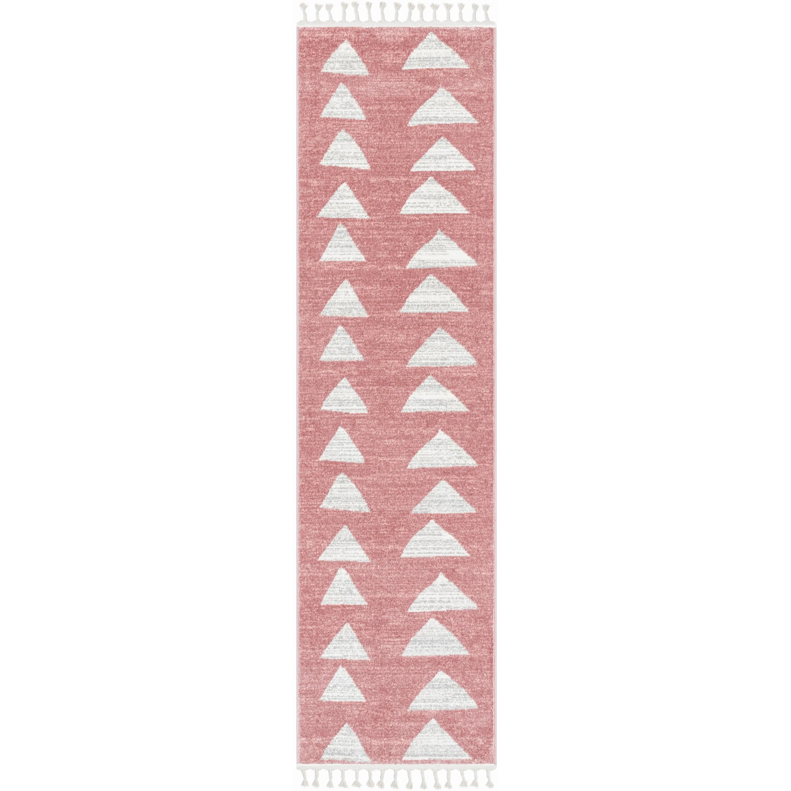 Triangles Modern Geometric Pattern Pink Kids Rug、mySite、gigharbornorthrealestate