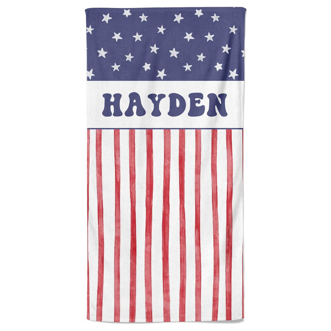  Star-Spangled Summer Personalized Kids Beach Towel、mySite、layawaytickets