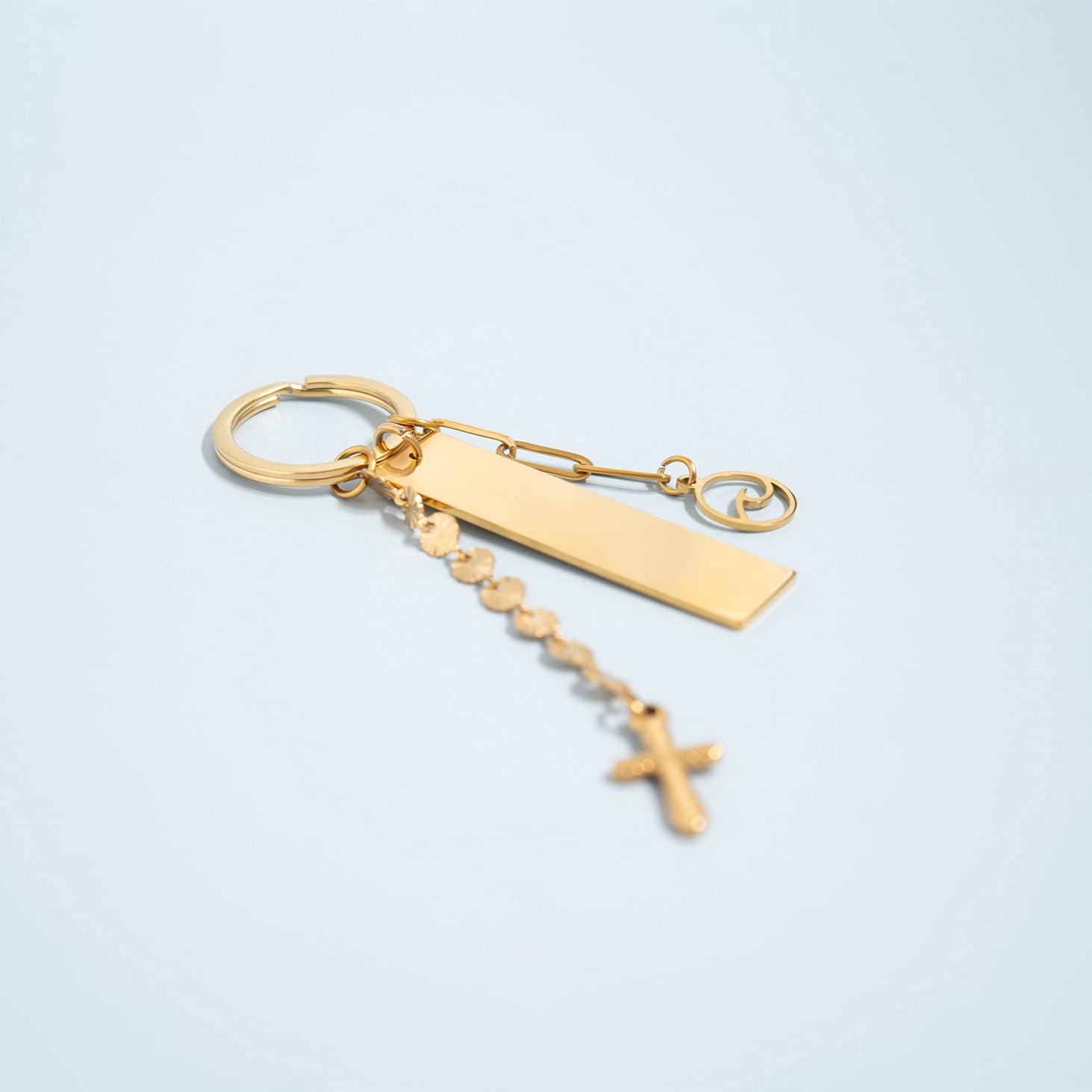 18K Gold PVD Stainless Steel Engravable Blank Keychain / SBB0139、mySite、dreamappss