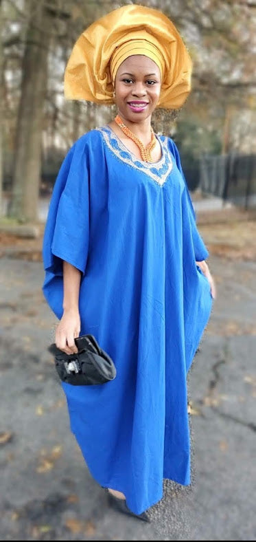 Haamara Royal Blue and Gold Dress-DPBLU246、mySite、solidvoid