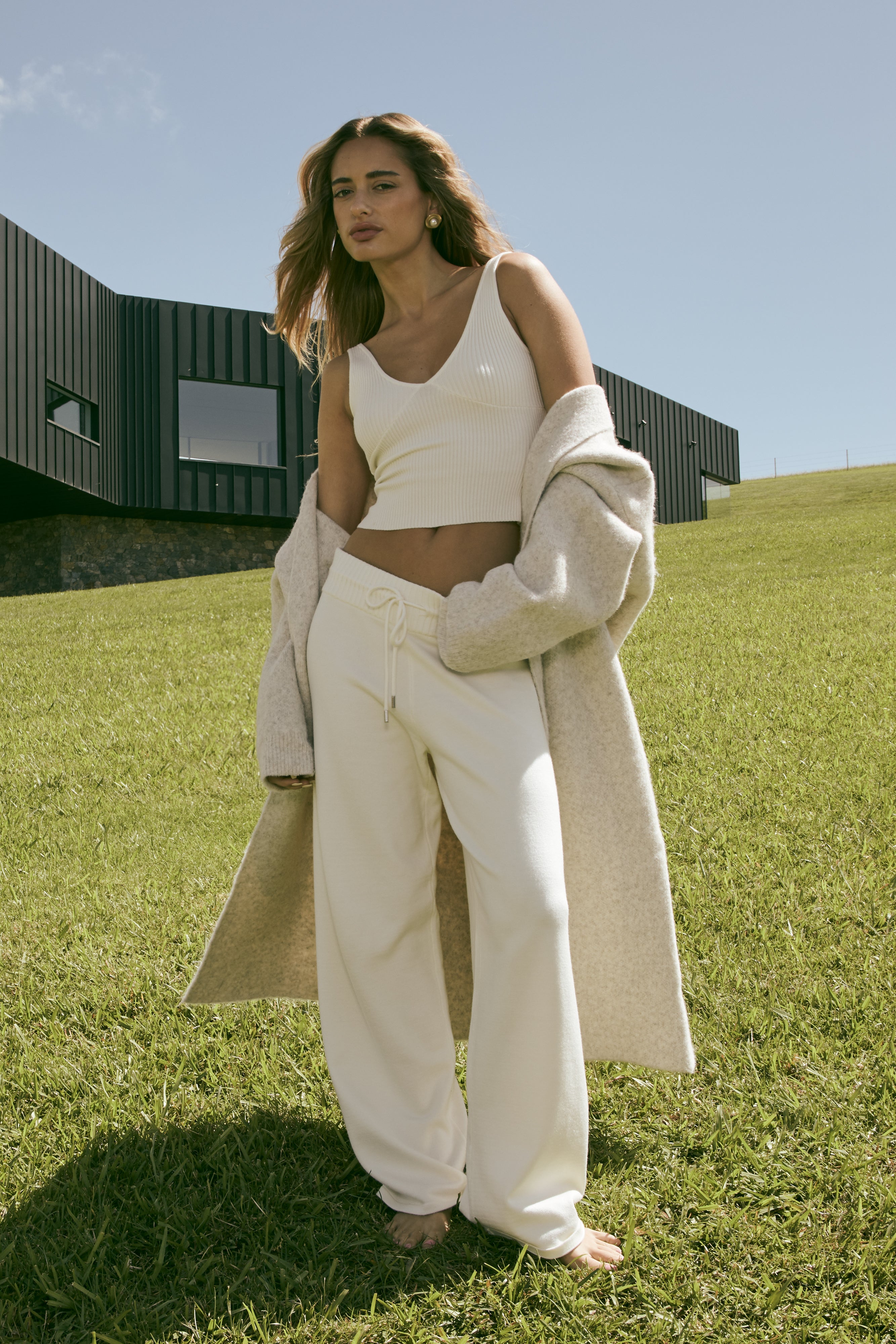 Natalya Knit Wide Leg Pants - Ivory、mySite、solidvoid