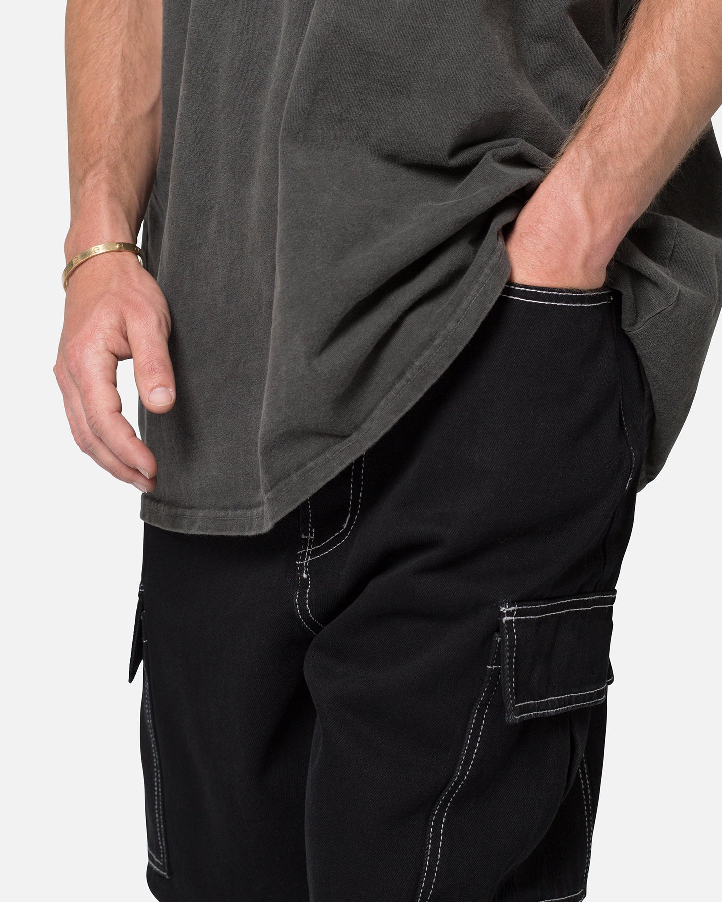 MNML Contrast Ultra Baggy Cargo Denim Jeans Black、mySite、zt4zffjzw