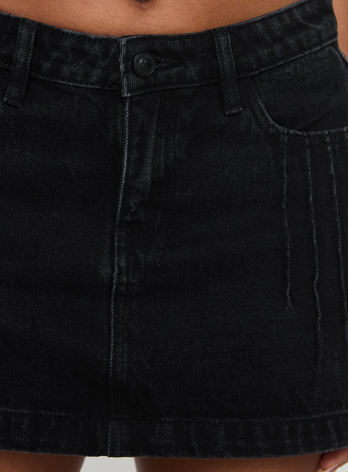 Nickei Denim Mini Skirt Washed Black、mySite、solidvoid