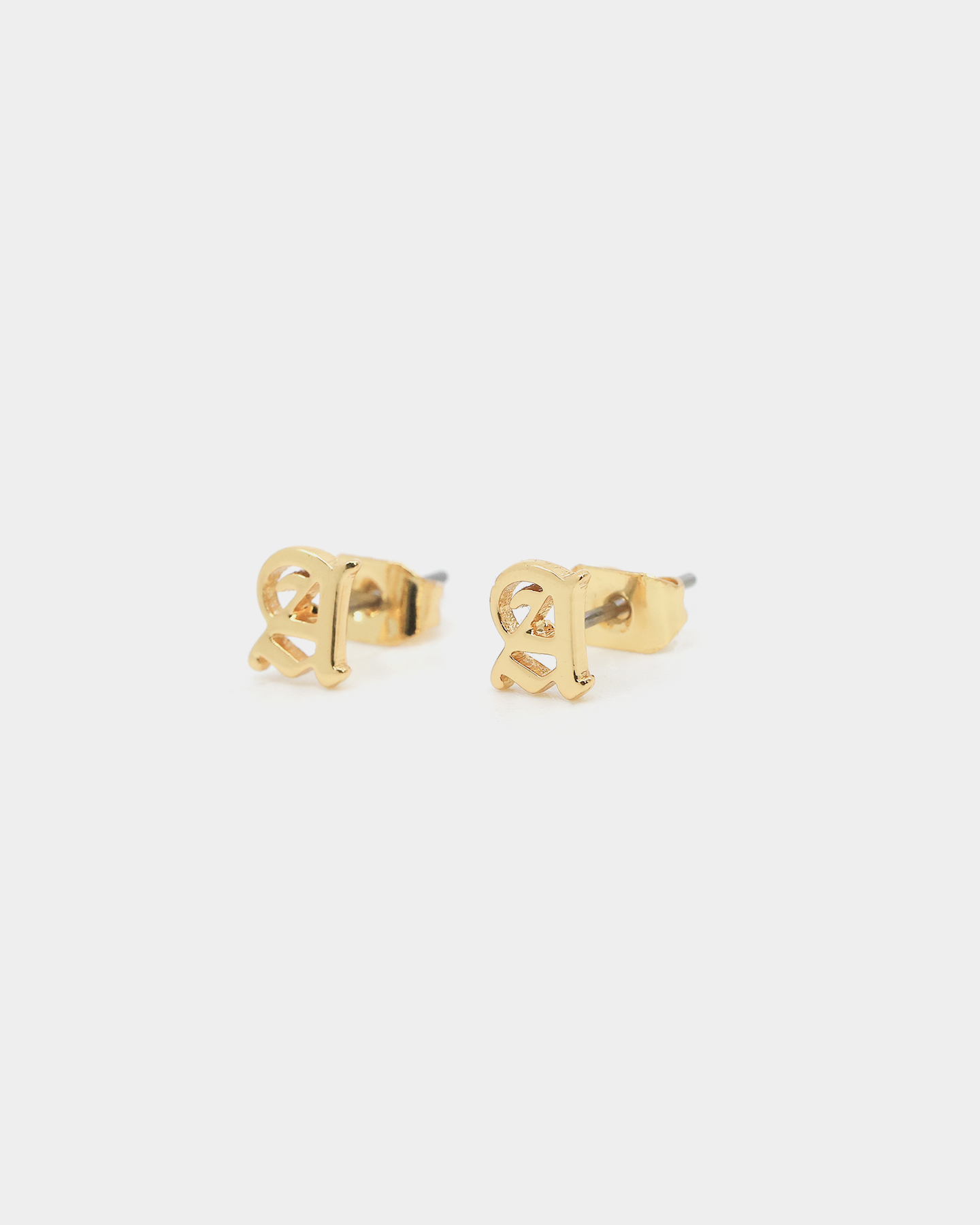 Raising Hell Women's Gothic Alphabet Stud Earrings Gold、mySite、zt4zffjzw