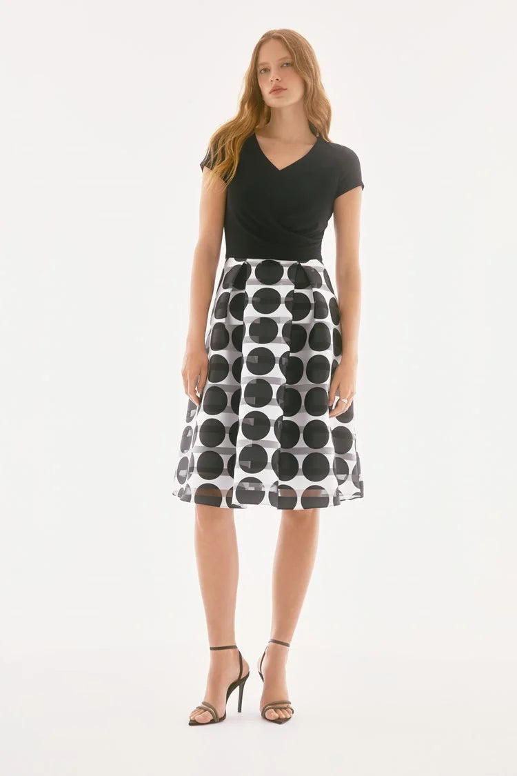 Joseph Ribkoff Silky Knit and Novelty Dot Full Skirt Dress、mySite、noshort